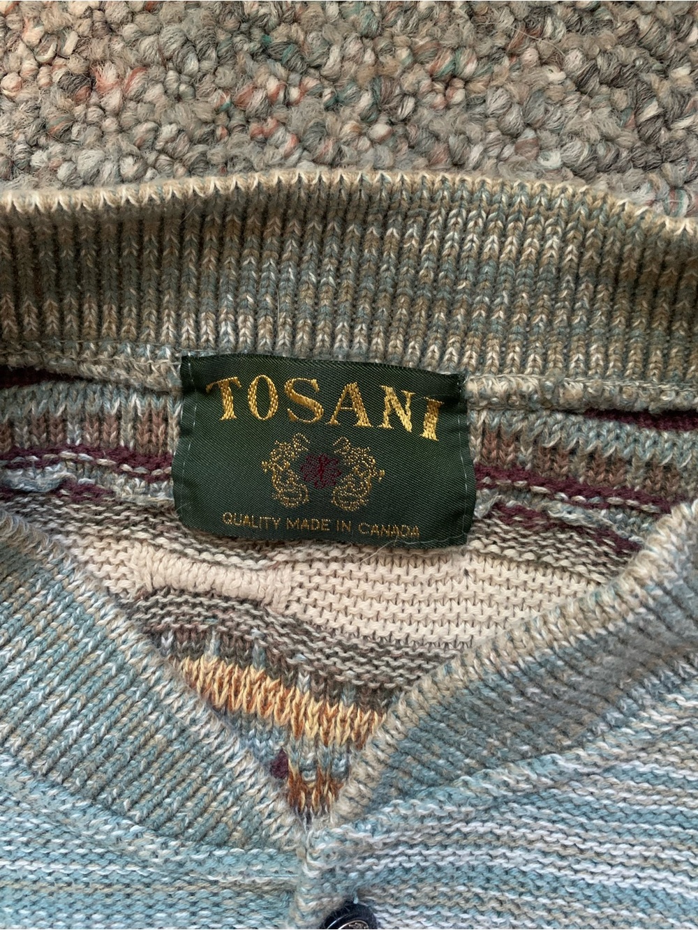 Tosani Multi-Pattern Three Button Sweater - Picture 2 of 3